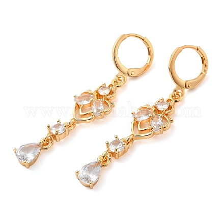 Серьги с подвесками из золотой латуни EJEW-B037-17G-1