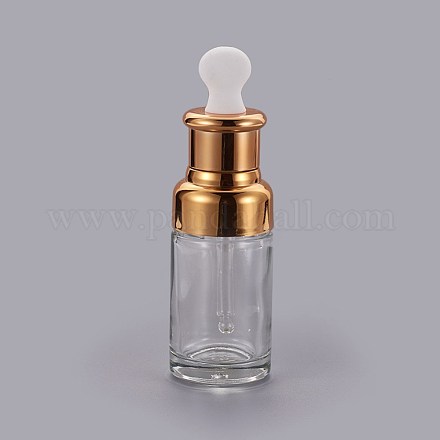 50mlガラスエッセンシャルオイルボトル  ゴールドのキャップとティアドロップ付き  あたり  透明  124mm  容量：約50ml（1.69液量オンス） X-MRMJ-WH0056-13-1