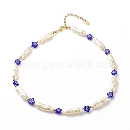 Collier de perles d'imitation abs et de perles de verre millefiori pour femme NJEW-JN03918-1