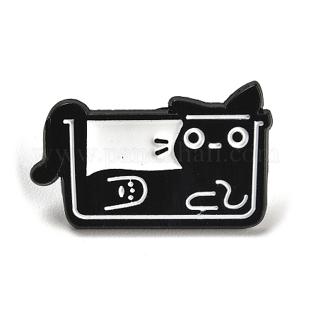 漫画猫エナメルピン  バックパック服用合金ブローチ  ブラック  17x28x1.5mm JEWB-P032-D03-1
