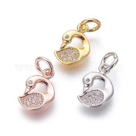 Brass Micro Pave Cubic Zirconia Charms ZIRC-J021-24-RS-1