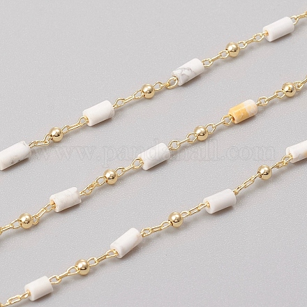 Chaînes de perles de howlite naturelles faites à la main de 3.28 pied X-CHC-E021-01G-1