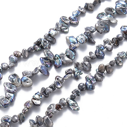Naturales keshi abalorios de perlas hebras PEAR-S021-165C-02-1