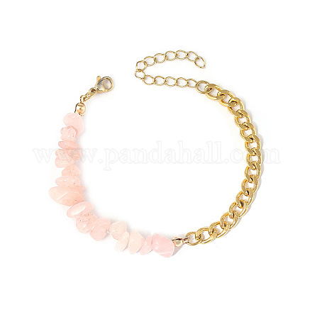 Natürlichen Rosenquarz Perlen Armbänder PW-WG30470-01-1