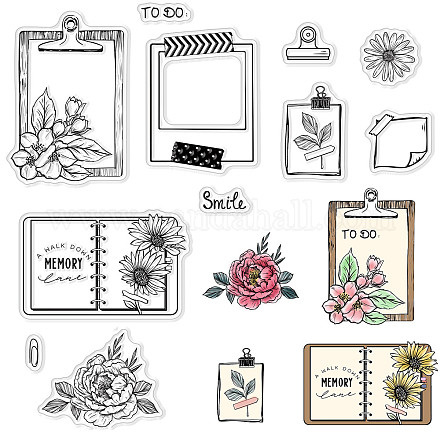 CRASPIRE Silicone Clear Stamps Vintage Flower Frame Sunflower Clear Stamps Scrapbooking Rubber Stamps for Card Making Decoration DIY Scrapbooking Embossing Album Decor Craft DIY-WH0167-56-1082-1