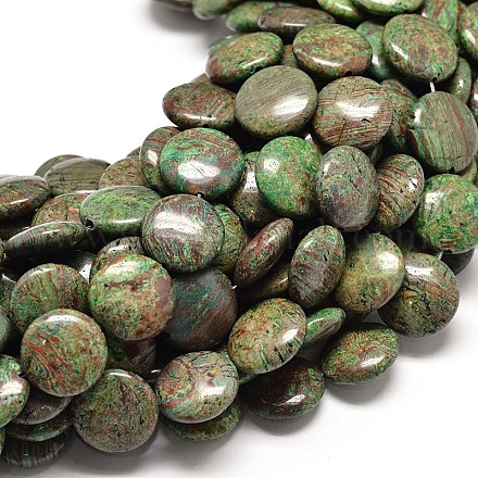 De piedras preciosas naturales redondos plana hebras de abalorios G-P073-14-1
