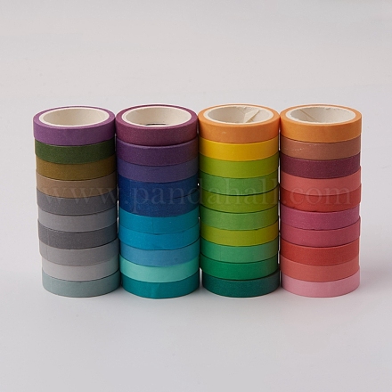 40色無地装飾紙テープ  マスキングテープ  DIYスクラップブッキング用  ミックスカラー  7mm  約4m /ロール  40のロール/セット DIY-WH0161-34-1