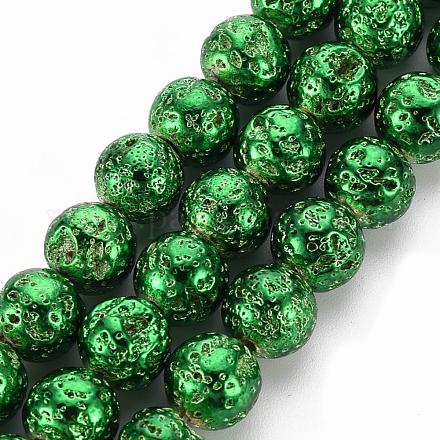 Electroplated Natural Lava Rock Beads Strands G-T098-01C-02-1