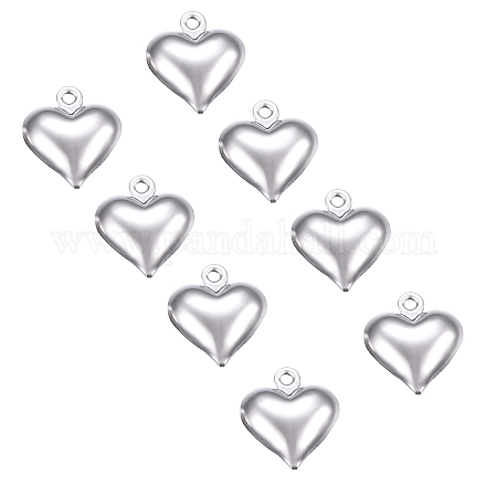 Unicraftale about 50pcs puffy heart charm pequeño amor colgante de acero inoxidable charm hipoalergénico metal charm 1.2mm small hole for diy jewelry results making 11mm wide STAS-UN0003-85-1