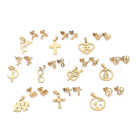 Kits de bijoux en 304 acier inoxydable SJEW-K154-31G-1