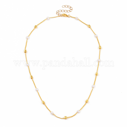 Brass Handmade Beaded Chain Necklaces NJEW-JN02946-1