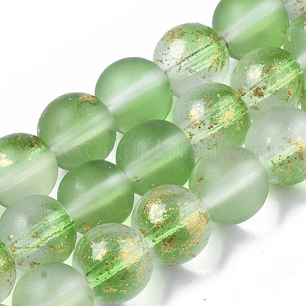 Frosted Spray Painted Glass Beads Strands X-GLAA-N035-03C-C02-1