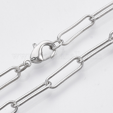 Fabricación de collar de cadena de clip de papel ovalado redondo de latón MAK-S072-05B-P-1