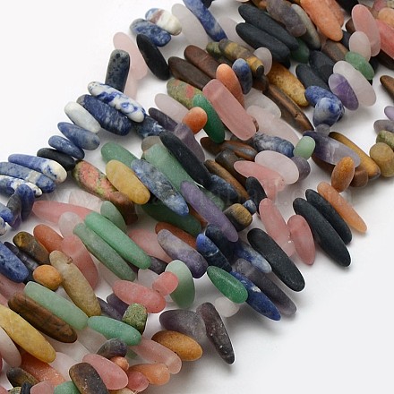 Hebras de perlas de tiras irregulares de piedras preciosas esmeriladas naturales y sintéticas G-L154-25-1