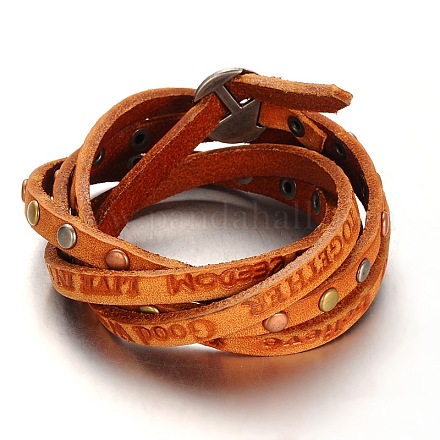 Unisexes occasionnels cordon faux de style en daim 5 bracelets wrap -loop BJEW-F102-03-1
