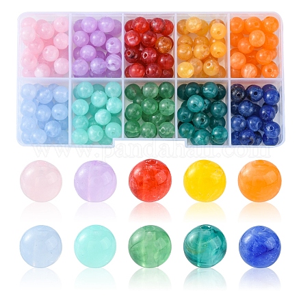 200 stücke 10 farben nachahmung edelstein acryl perlen OACR-FS0001-19-1