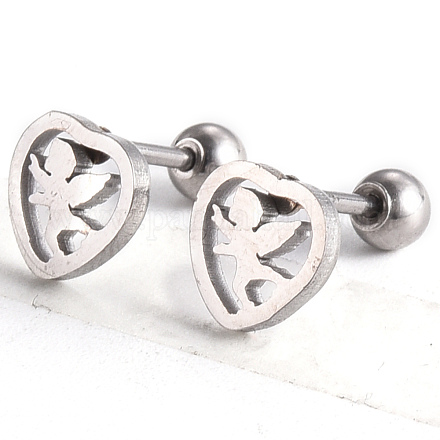 201 Stainless Steel Barbell Cartilage Earrings EJEW-R147-35-1