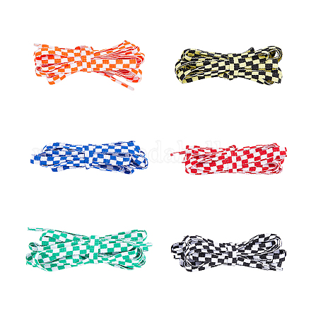 Superfindings 6 par de cordones de cordón de poliéster con patrón de tartán de 6 colores FIND-FH0006-85B-1
