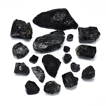 Грубые необработанные бусины из натурального черного турмалина G-R485-04-1