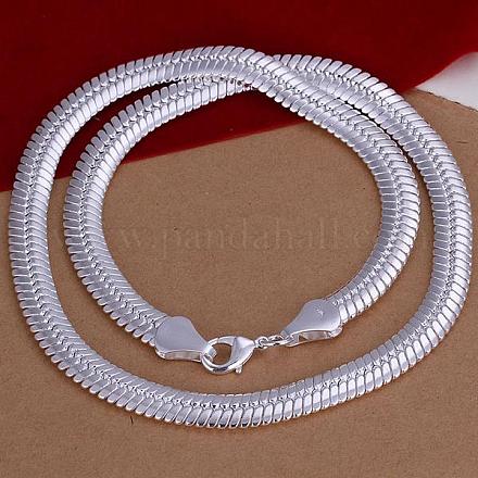 Colliers de chaîne de serpent plat en laiton plaqué couleur argent populaire pour hommes NJEW-BB12844-1