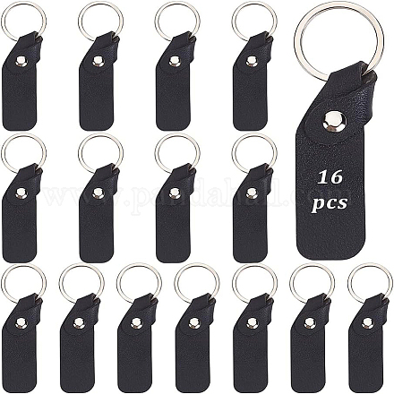 Benecreat 16 Stück Schlüsselanhänger aus schwarzem PU-Leder KEYC-BC0001-12-1