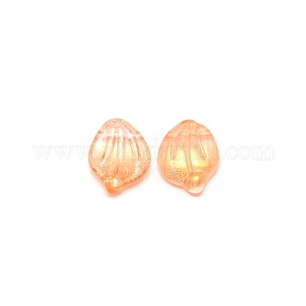 手作りランプワークペンダント  花弁  オレンジ  15x12x4.5mm  穴：1mm LAMP-CJC0006-03-1