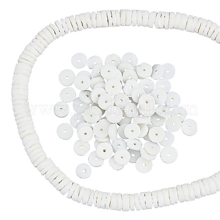 Nbeads environ 275 pièce de perles heishi en coquillage blanc BSHE-NB0001-15-1