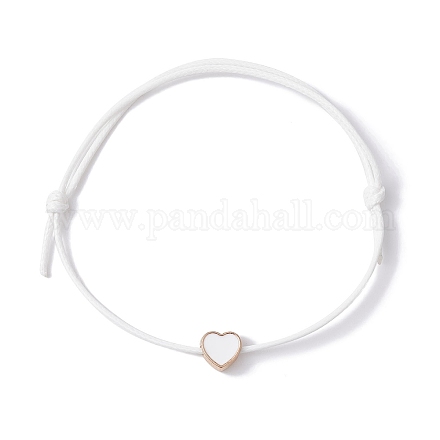 Braccialetto con perline intrecciate a forma di cuore in smalto BJEW-JB09739-01-1