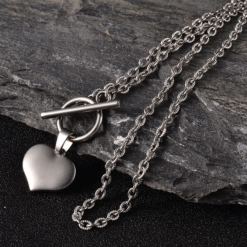 Wholesale Valentine's Day Heart 304 Stainless Steel Lariat Necklaces ...