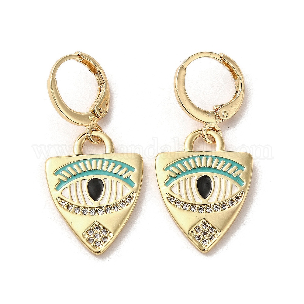 Wholesale Horse Eye Real 18K Gold Plated Brass Dangle Leverback ...