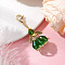 Angel Glass Beaded & Alloy Pendant Decorations, Lobster Claw Clasp for Bag Ornaments, Green, 48mm
