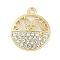 Alloy Micro Pave Rhinestone Pendants, Flat Round, Hollow Butterfly, Golden, 20x17x3mm, Hole: 1.8mm