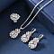 Teardrop Alloy Rhinestone Earring & Pendant Necklaces & Finger Rings Sets, Crystal, Necklaces: 420mm; Earring: 40x18mm; Ring: 17mm inner diameter