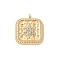 304 Stainless Steel Rhinestone Pendants, Rectangle Charms, Ion Plating(IP), Real 16K Gold Plated, 16.5x14.5x1.5mm, Hole: 1.2mm