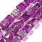 Electroplated Natural Quartz Beads Strands, Hexagon Prism, Irregular Shape, Dark Orchid, 8~13x10~14x6~11mm, Hole: 1mm, about 15~16pcs/strand, 7.8~8 inch(20~20.5cm)