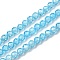 Cubic Zirconia Beads Strands, Faceted, Round, Light Sky Blue, 4mm, Hole: 0.8mm, about 91pcs/strand, 14.3 inch(36.5cm)