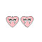 Brass Enamel Charms, Nickel Free, Heart with Bowknot, Real Platinum Plated, Pink, 13.5x14.5x2.5mm, Hole: 0.8mm