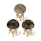 Brass Micro Pave Cubic Zirconia Stud Earring Findings with Natural Labradorite, Jellyfish, Facted, Rack Plating, 19.5x13mm, Hole: 1.8mm, Pin: 0.8x12.5mm