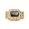 Rectangle Brass Micro Pave Clear Cubic Zirconia Box Clasps, with Black Shell, Real 18K Gold Plated, 20.5x11.5x8mm, Hole: 1.5x1.5mm