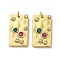 304 Stainless Steel Pendants, with Jump Ring, Rectangle Charm, Ion Plating(IP), Real 18K Gold Plated, 19x10.5x3mm
