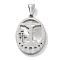 Easter 304 Stainless Steel Pendants, Oval with Crucifix Cross Charm, Stainless Steel Color, 35x25x3mm, Hole: 8x3.5mm