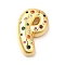 Brass Cubic Zirconia Pendants, Letter A~Z Charms, Real 18K Gold Plated, Letter P, 30x20x6.5mm, Hole: 5x2.5mm