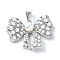 Rack Plating Brass Pave Cubic Zirconia Pendants, with Plastic Imitation Pearl, Bowknot, Long-Lasting Plated, Lead Free & Cadmium Free, Platinum, 20x24.5x6mm, Hole: 3.5x5mm