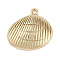 Brass Pendants, Shell Charms, Real 18K Gold Plated, 16.5x17x4mm, Hole: 1.2mm