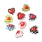 Handmade Lampwork Bumpy Beads Heart, with Enamel, Two Tone, Mixed Color, 13.5~15x14~16.5x7.5~10mm, Hole: 1.2mm