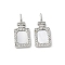 304 Stainless Steel Pendants, Rectangle Charms, with Shell and Rhinestone, Ion Plating(IP), Stainless Steel Color, 20.5x9.5x2.5mm, Hole: 1.5x3.5mm