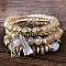 4Pcs 4 Styles Bohemian Style Alloy Glass Round Beaded Stretch Bracelets, Golden, Moccasin, 6-3/4 inch(17cm)