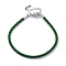 Polyester Cord Braided Bracelet Makings, with Stainless Steel Claw Lobster Clasps, Brass Findings, Long-Lasting Plated, Green, 7-3/8 inch(18.8cm)