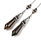 Natural Tiger Eye Cone Dowsing Pendulum Big Pointed Pendants, with Antique Silver Tone Brass Findings, 312mm