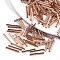 Electroplate Glass Bugle Beads, Round Hole, Metallic Colours, Rose Gold Plated, 17.5~20x1.5~2.5mm, Hole: 0.5~1mm, about 2250pcs/bag